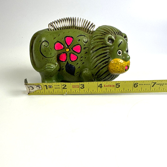 1970's Lion Bank, Pen And Note Holder Neon Black Light Glowy Pink Green Yellow - Picture 10 of 13